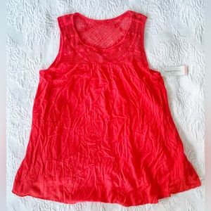 NWT Liz Lange Maternity Coral Crochet Knit Sleeveless Top Size XL